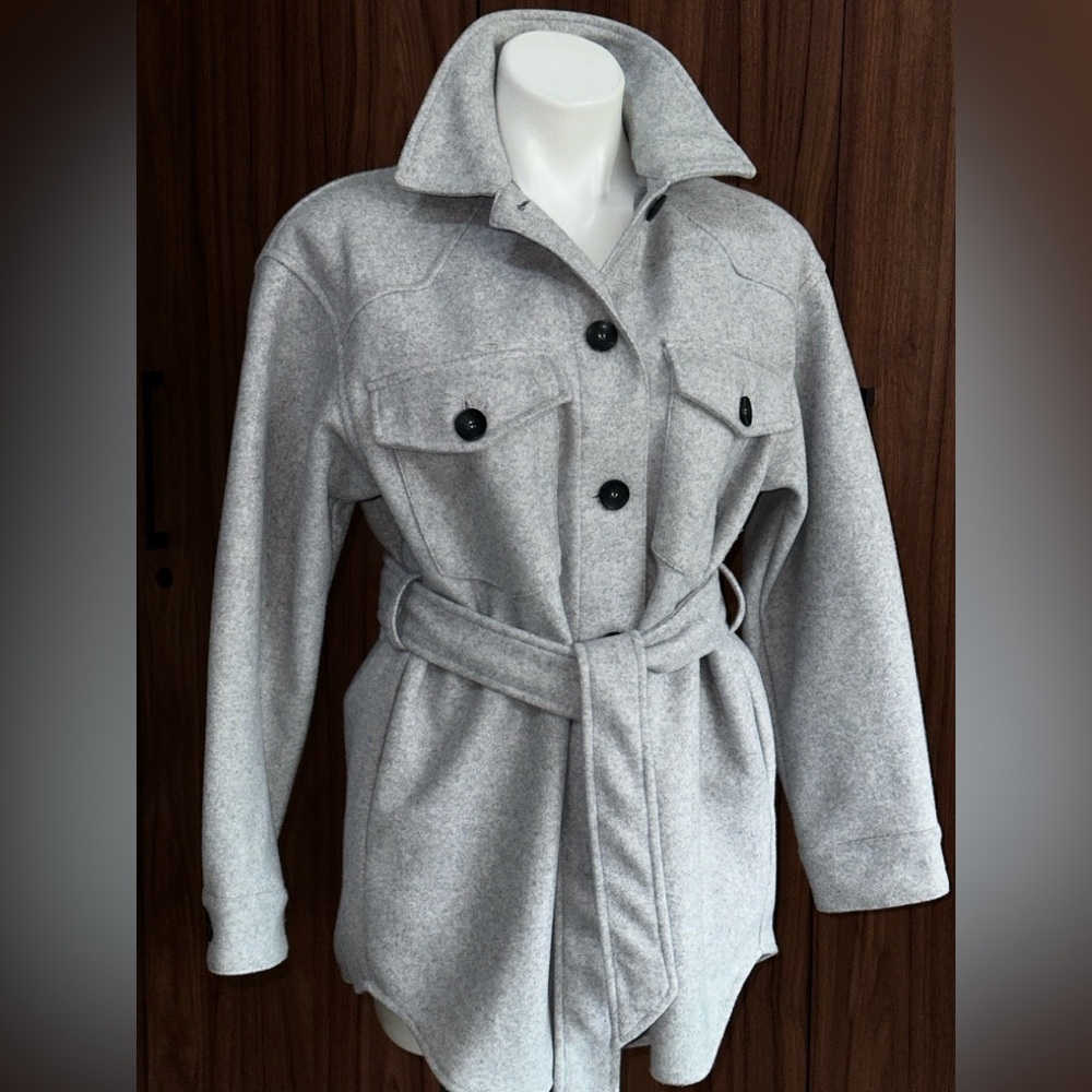 Zara Grey Soft Belted Overshirt Size SMALL - Picture 2 of 12